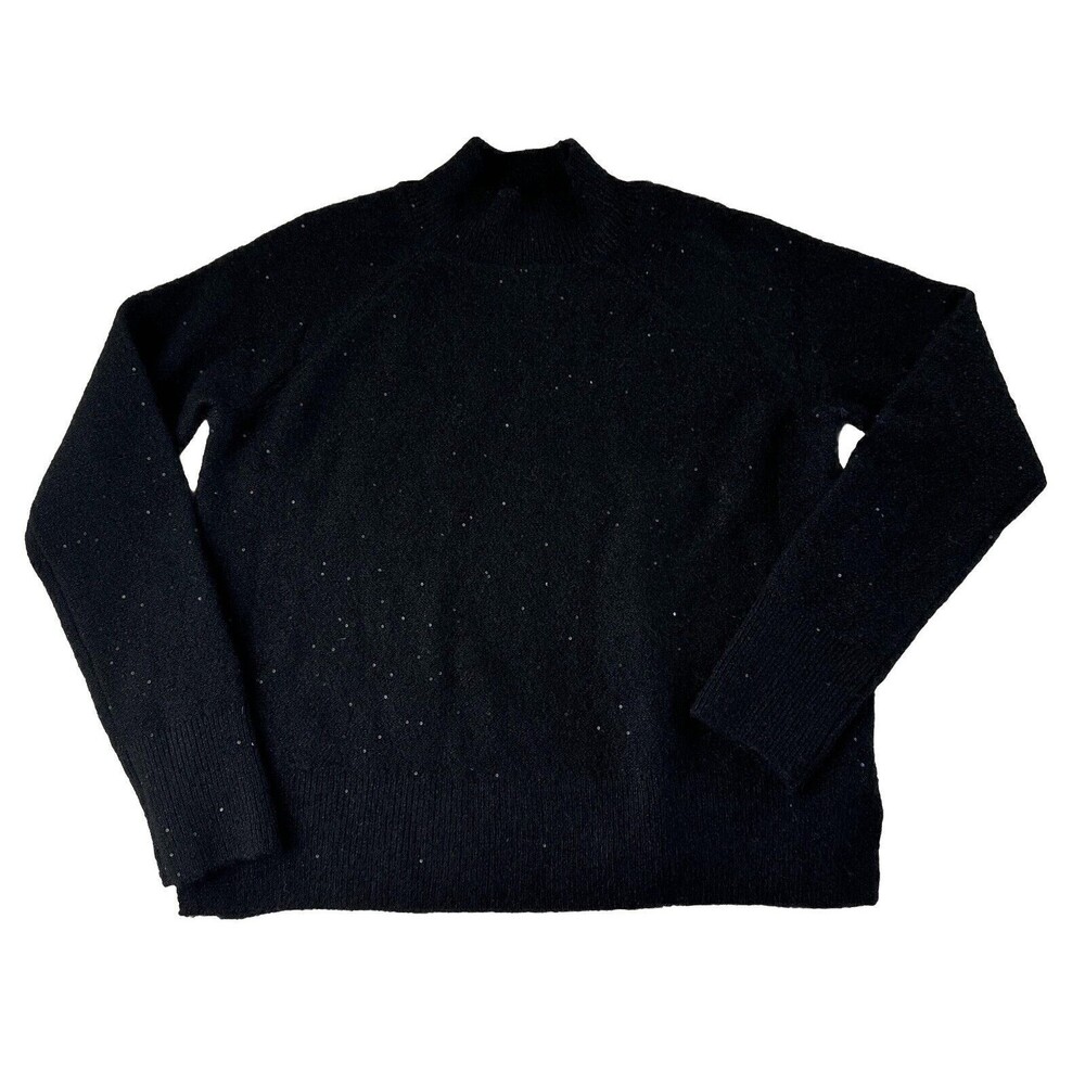 Halogen Black Mock Neck Sequin Sparkle Sweater XS